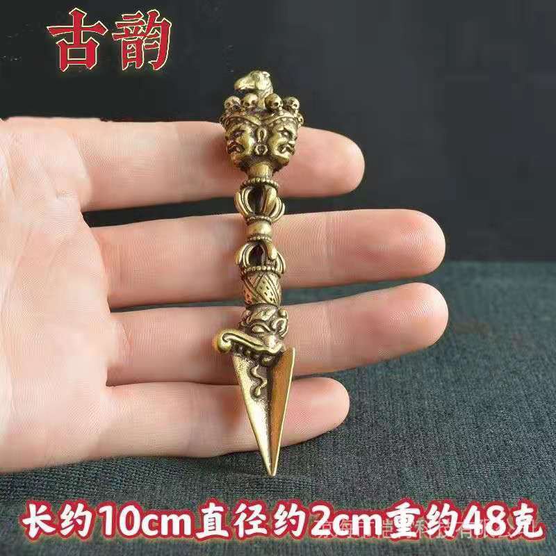 仏教美術 法器 馬頭明王三面普巴杵 降魔杵 辟邪 開運 風水招財 置物工芸品 古韵纯铜法器摆件马头明王普巴金刚杵降魔杵镇宅辟邪风水铜器用品