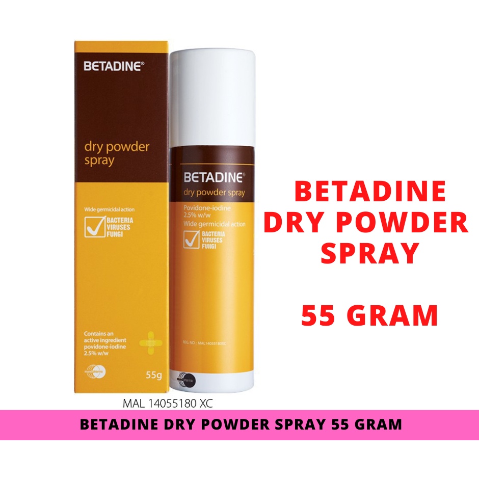 Betadine Dry Powder Spray 55G (povidone-iodine 2.5%) | Shopee Malaysia