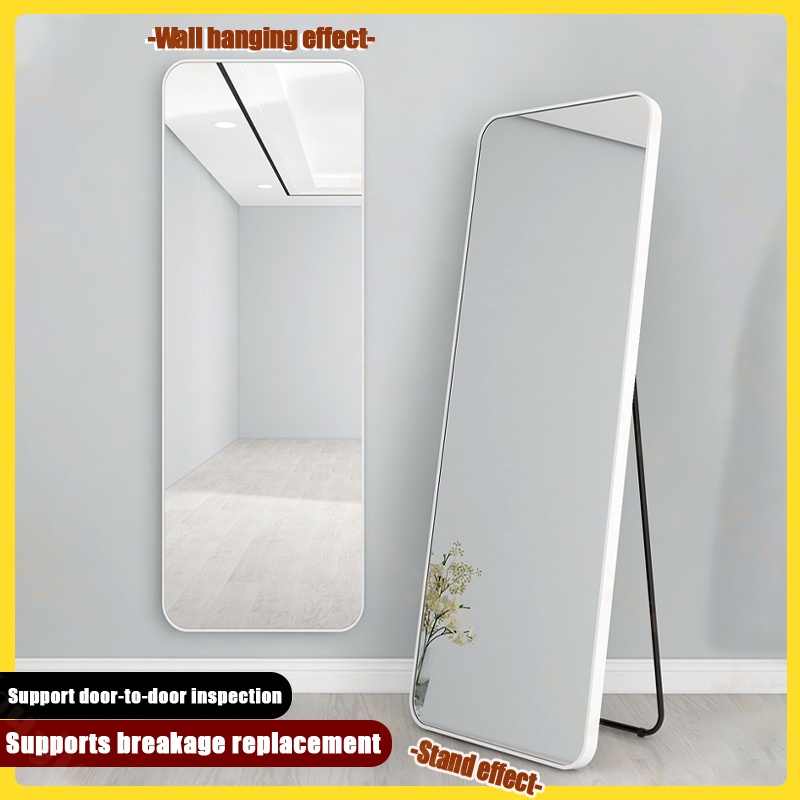 🔥【Stock】standing mirror with rack （floor/wall mounted full length