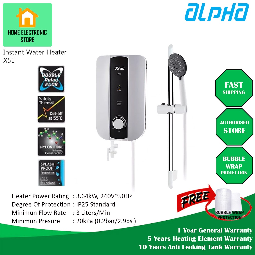 Alpha X5E Water Heater (White) No Pump Pemanas Air Mandi Shopee Malaysia