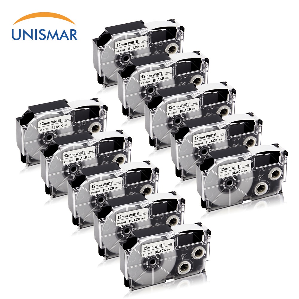 10PK Compatible CASIO XR12WE / XR12WE 12mm White Label Tape Refill