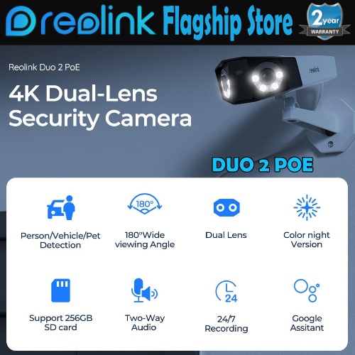 Reolink DUO 2 PoE 4K 8MP Dual Lens Outdoor Security Protection Human
