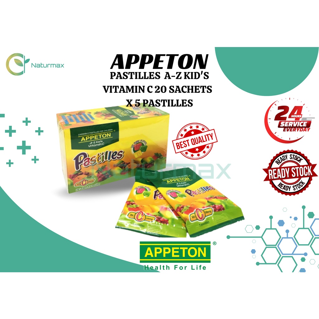 [READY STOCK] Appeton A-Z Pastilles Vitamin C 30mg Chewable (5's x 20 ...