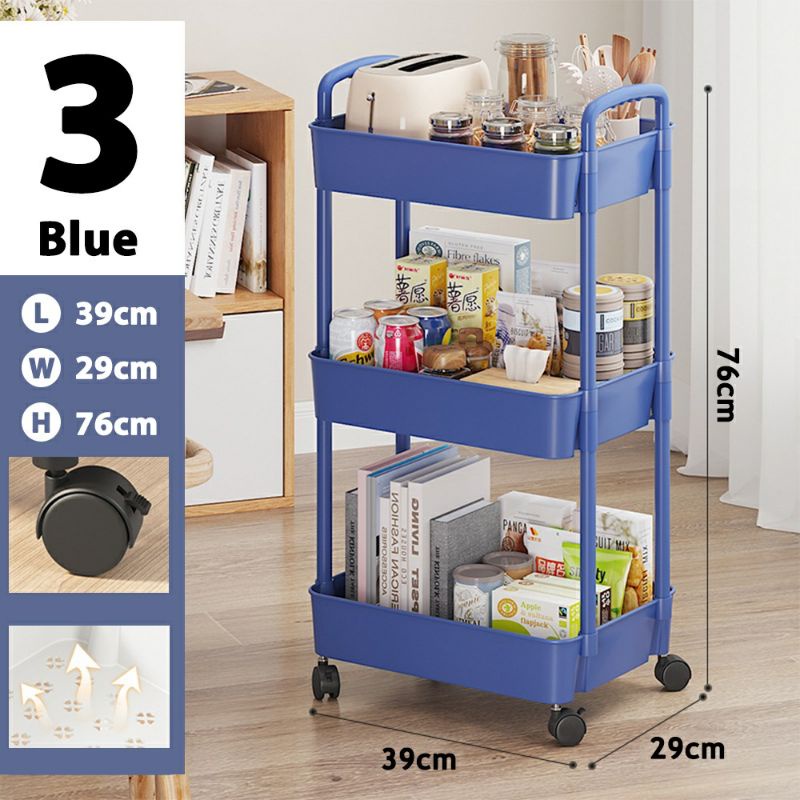 3 Tiers Trolley Storage Rack / Office Shelves Home Kitchen Trolley ...