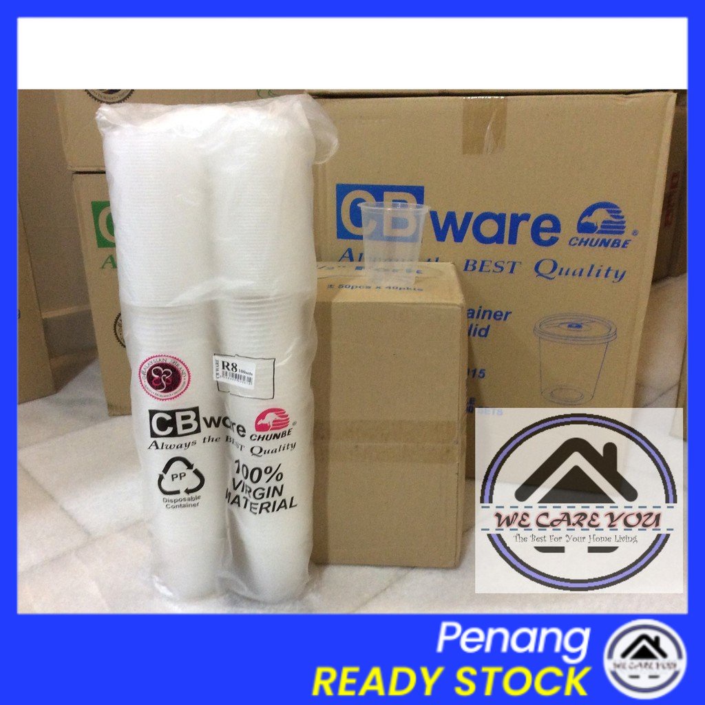 Wecareyou20 100PCS Round Disposable Plastic Food Container 190CC Bekas ...