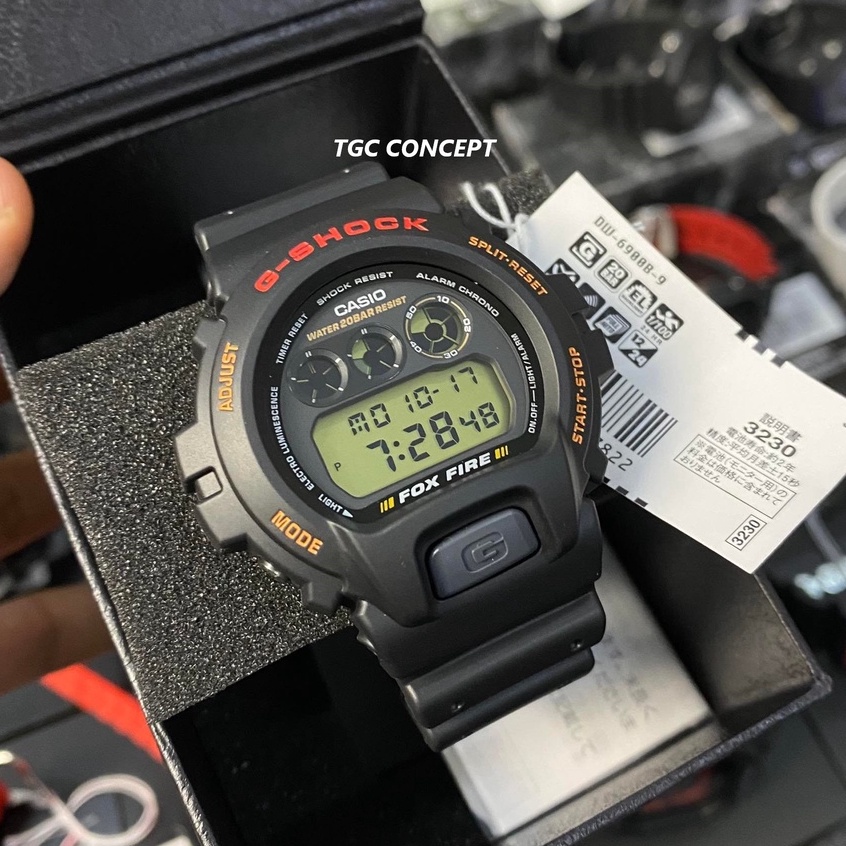 [JAPAN SET] ORIGINAL G-SHOCK foxfire DW-6900B-9 / DW-6900B-9JF Digital  Sport Watch Jam Tangan Lelaki