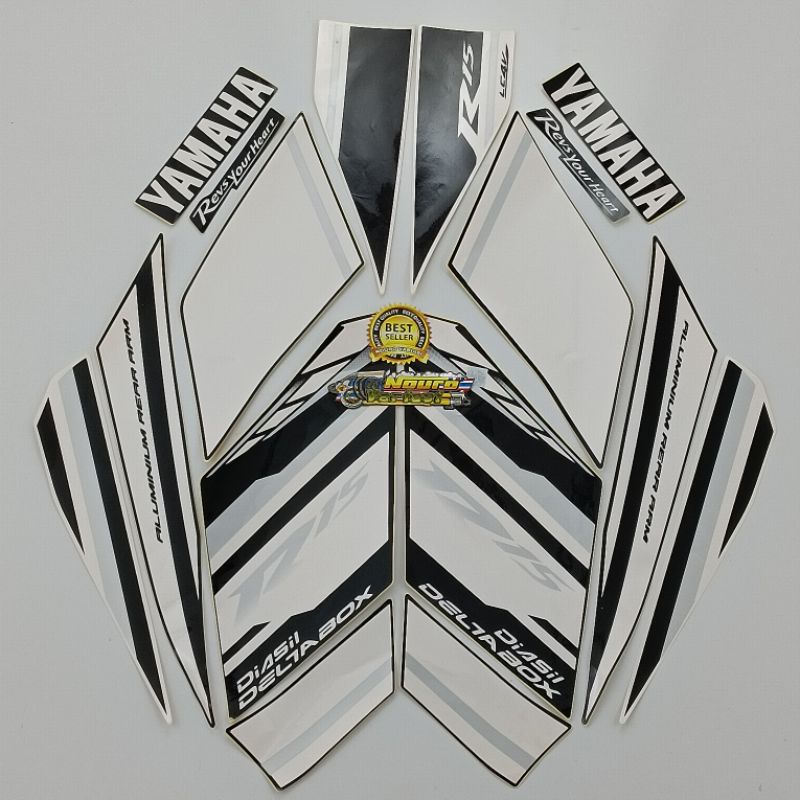 PUTIH HITAM Striping Yamaha R15 2014 gp series Black White Sticker list ...