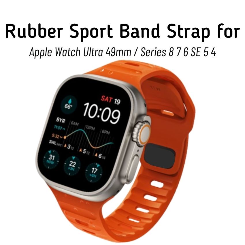 For Apple Watch Ultra 49mm Rubber Band with Protector Case Sport Strap  Bracelet