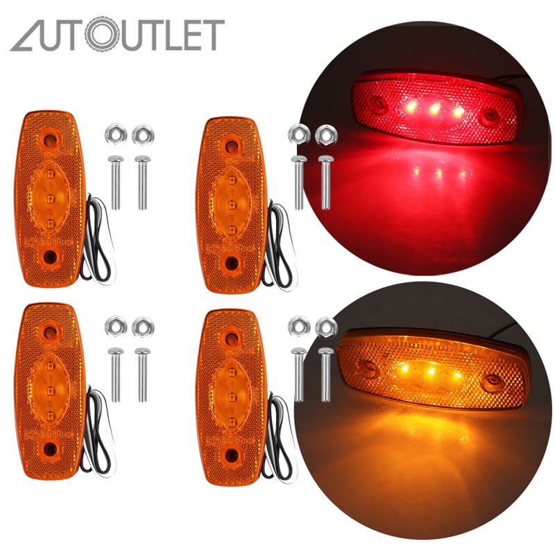 Autoutlet 4pcs 12v24v Led Side Marker Lights For Car Trailer Truck Lorry Van White Yellow Red 4230