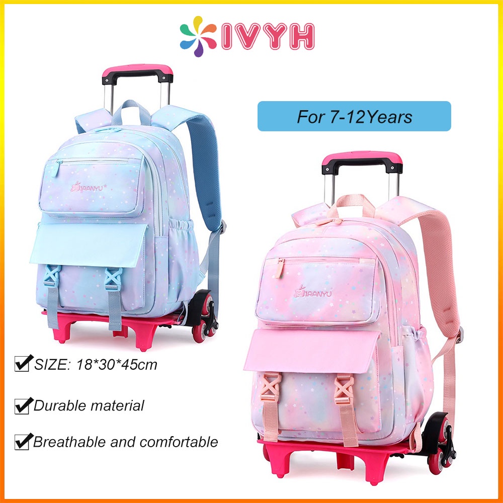 【READY STOCK】Ivyh Kid Backpacks Trolley Backpack 6 Wheels Elementary ...