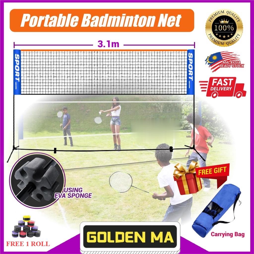 🎁GIFT🎁 Jaring Badminton Net With Stand Portable Folding Easy Nett