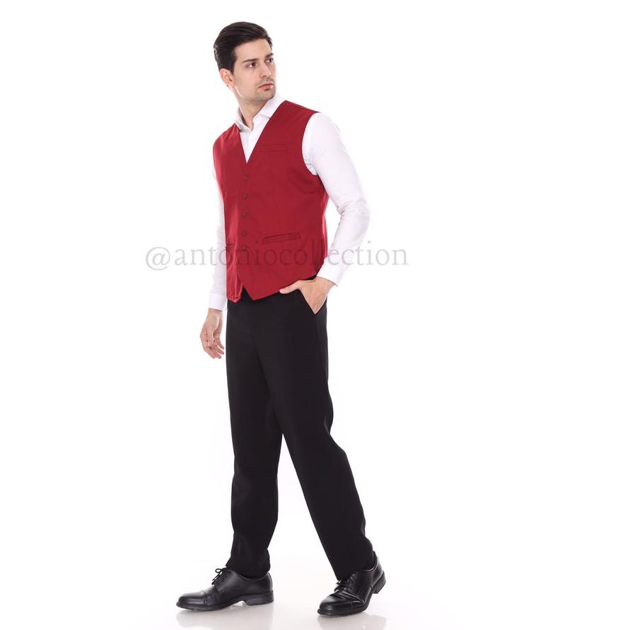 MERAH Formal Suit Vest/Vest For Hotel Cafe Restaurant Uniform Maroon ...