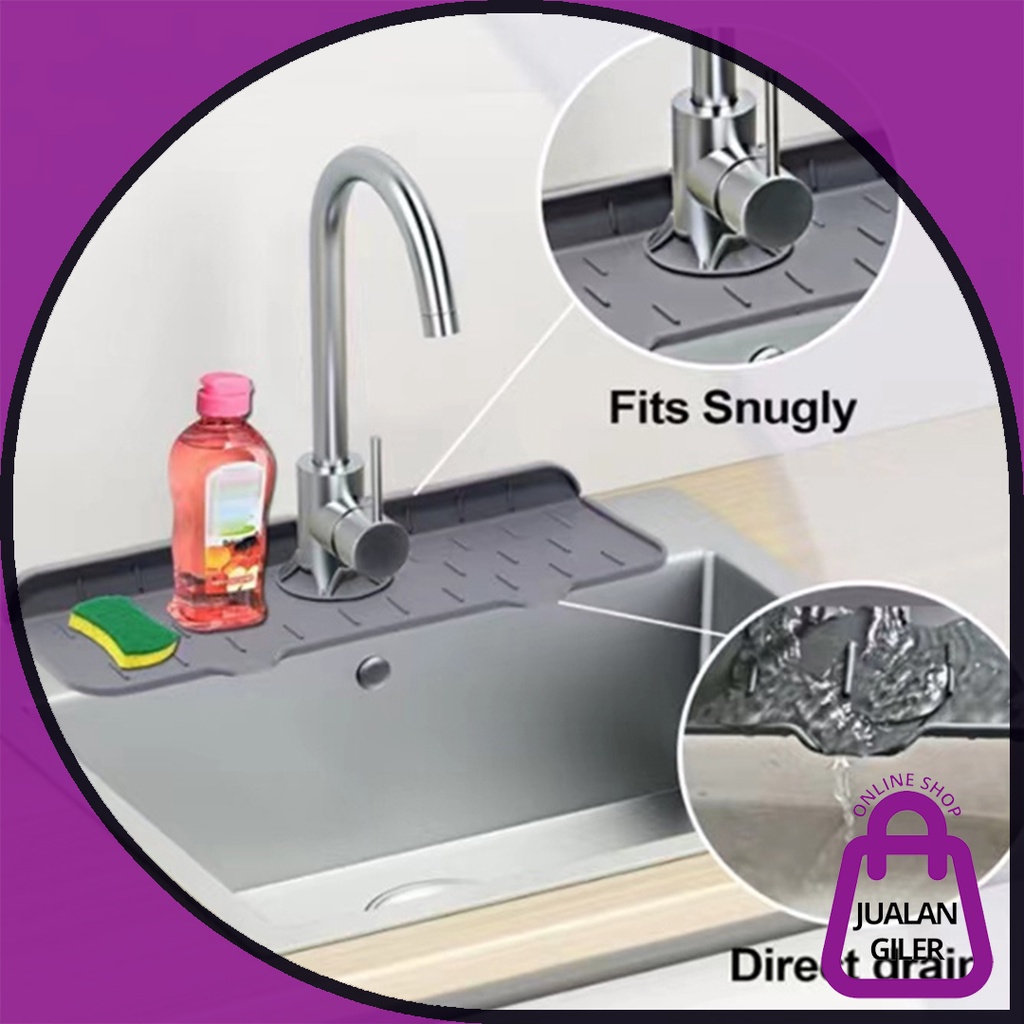 KITCHEN SINK SPLASH GUARD SILICONE FAUCET SPLASH SINK DRAINER SILICONE ...