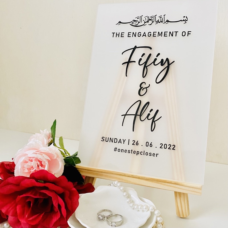 [Size A4] Custom Acrylic Board Kahwin Tunang Aqiqah/ Acrylic Mas Kahwin