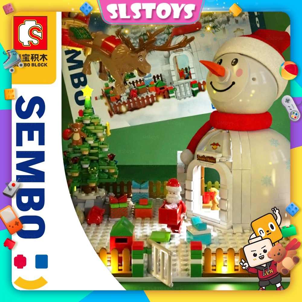 Sembo Block 601156 Merry Christmas Tree Snowman House Santa Claus Gift ...
