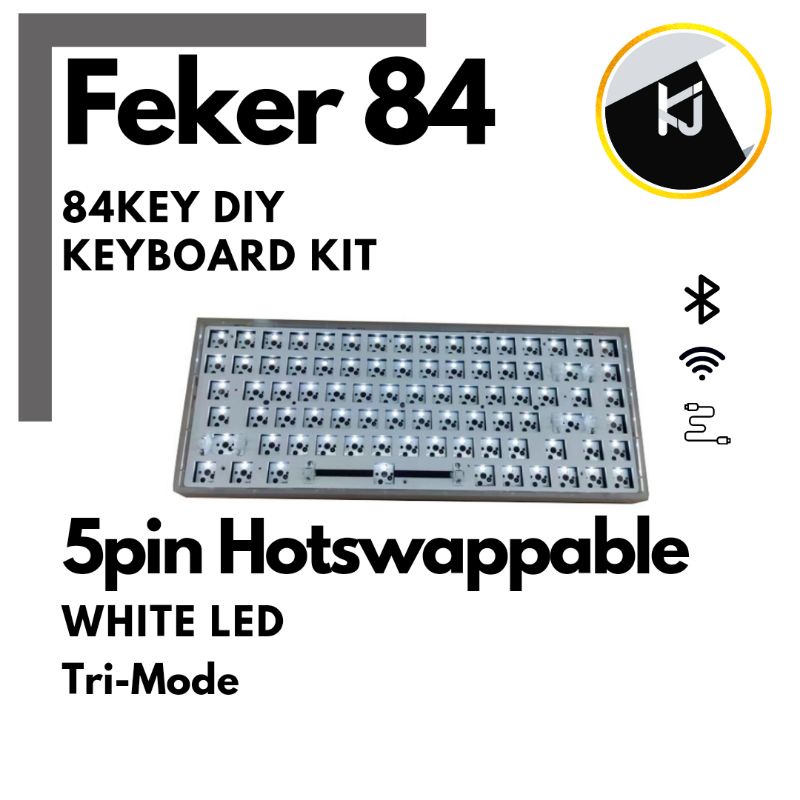 FEKER JJK84T1 TriMode DIY 84 Keyboard kit with white light Bluetooth