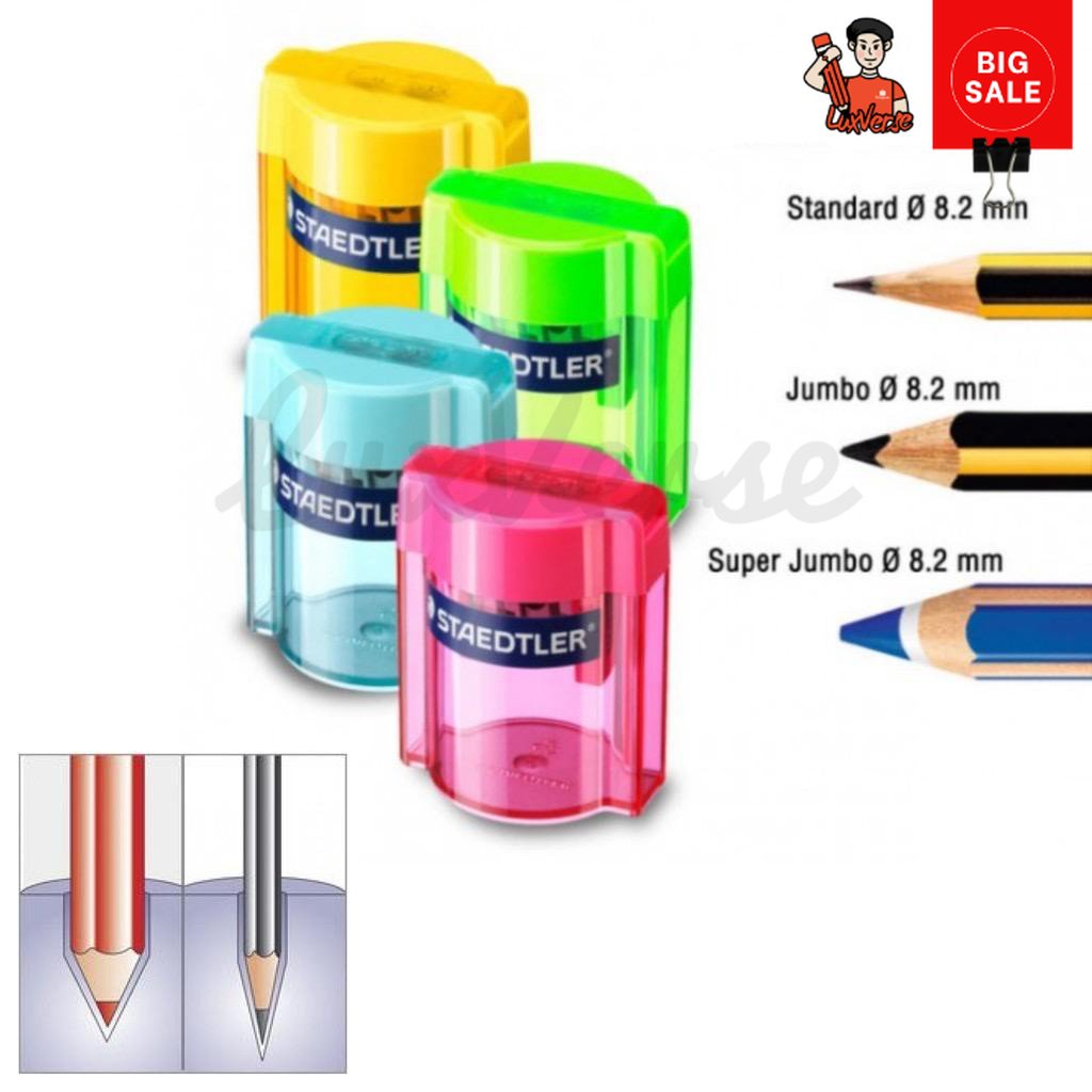 STAEDTLER Super Jumbo Double Sharpener/2 Holes Tub Sharpener Assorted