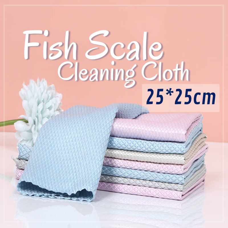 (1pcs) Fish Scale Dishcloth Cleaning Cloth High Absorbent Cleaning ...