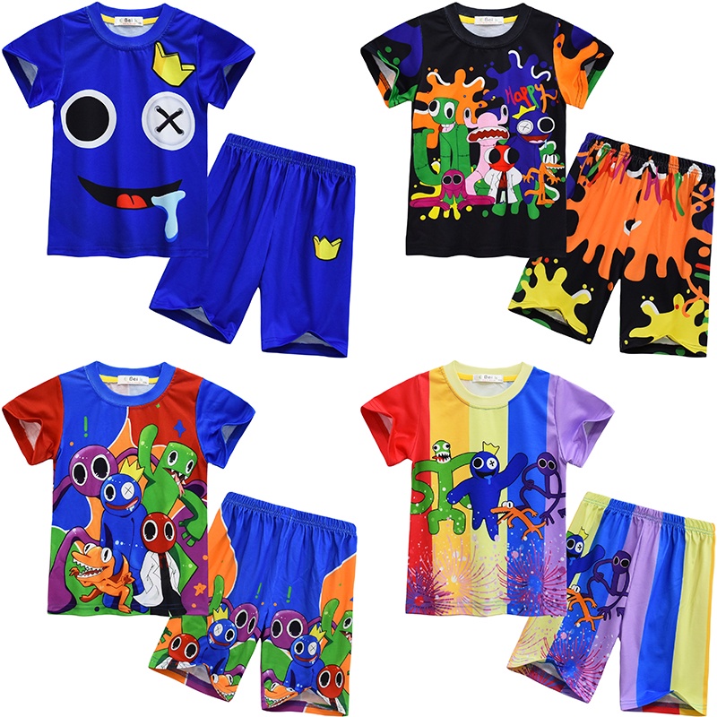 Roblox Rainbow Friend Summer Children Pajamas Short Sleeve Sets Kid