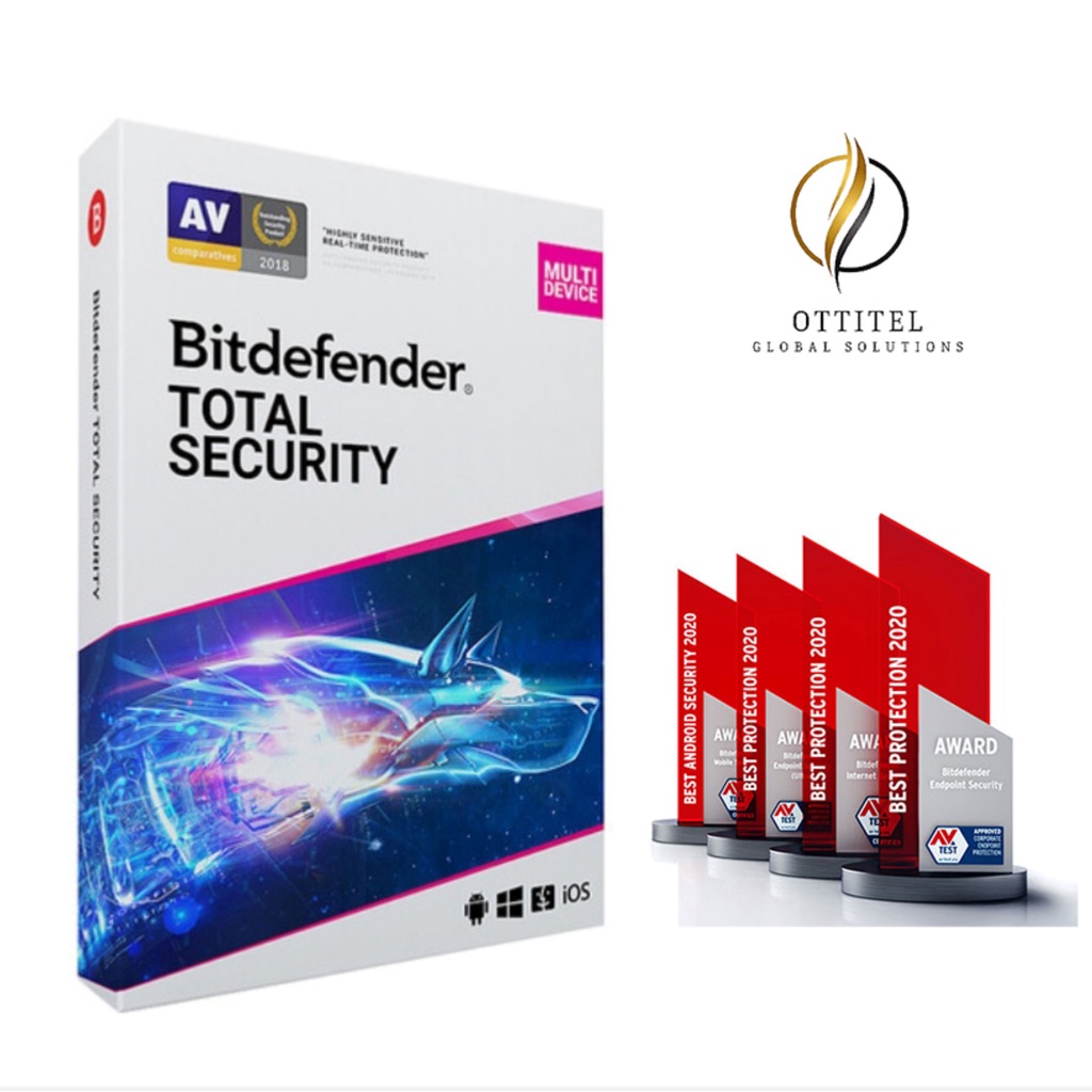 Bitdefender Total Security 3 Year 5 Device Antivirus 2024 By OGS (100