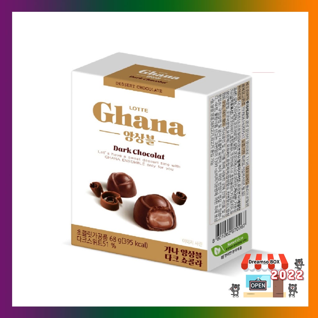 LOTTE Ghana Ensemble Dark Chocolat 68g/ Desert Chocolate/ Korean Snack