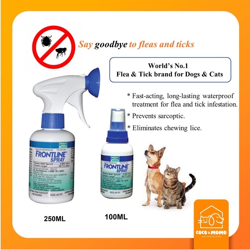 Original FRONTLINE Spray for Cat & Dog Anti Flea & Ticks Kutu (100ml