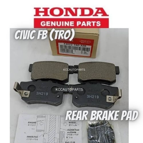 (1 SET) ORIGINAL NISSIN REAR BRAKE PAD HONDA CIVIC FB (TRO) 43022TRO