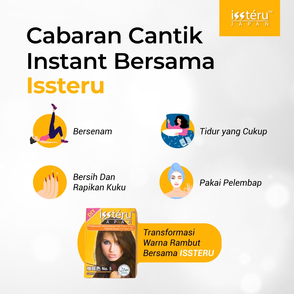 Issteru Hair Dye Japan Hair Colour Pewarna Rambut Halal Sah Solat 40ml ...