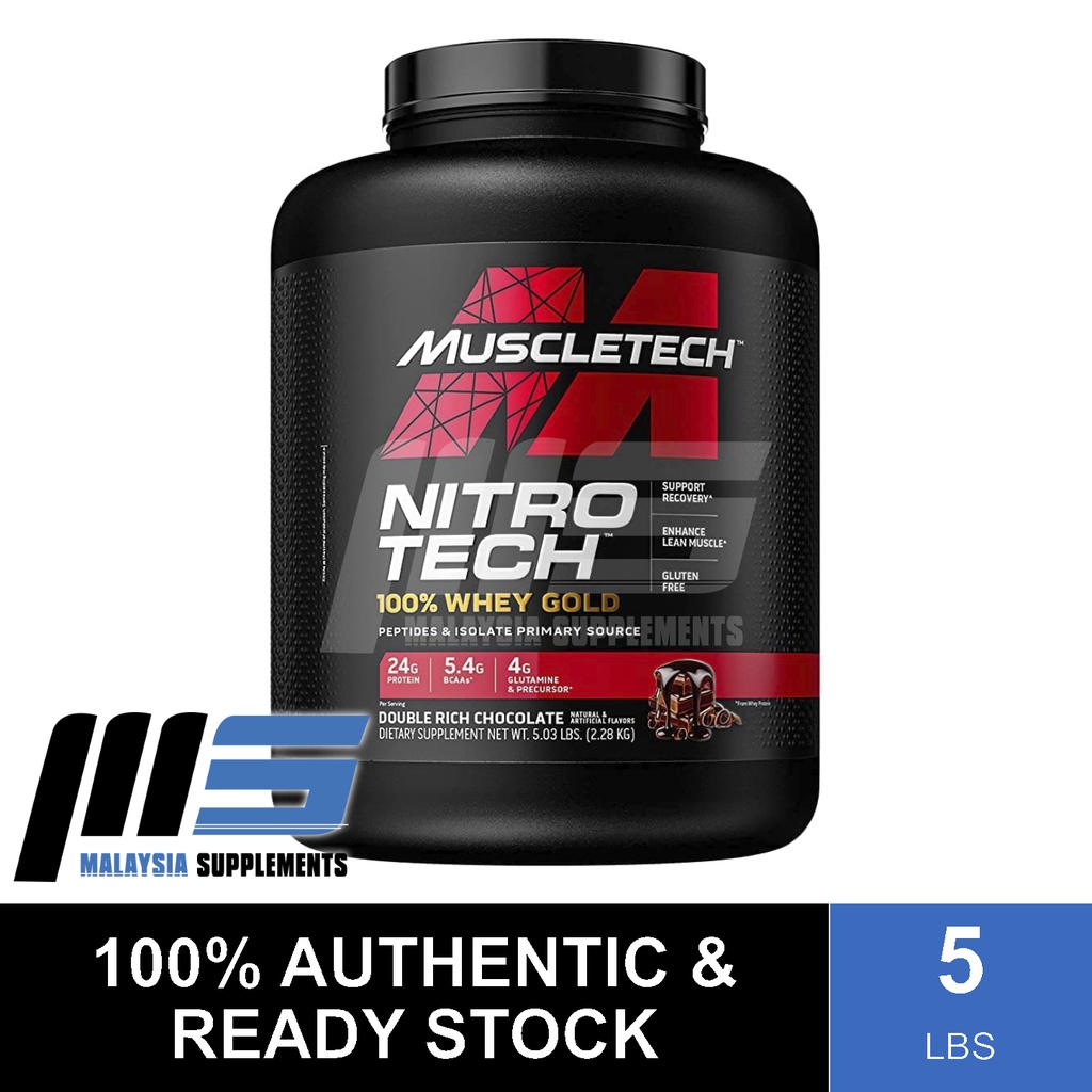MuscleTech NitroTech Whey Gold Protein Powder 5lbs Whey Protein