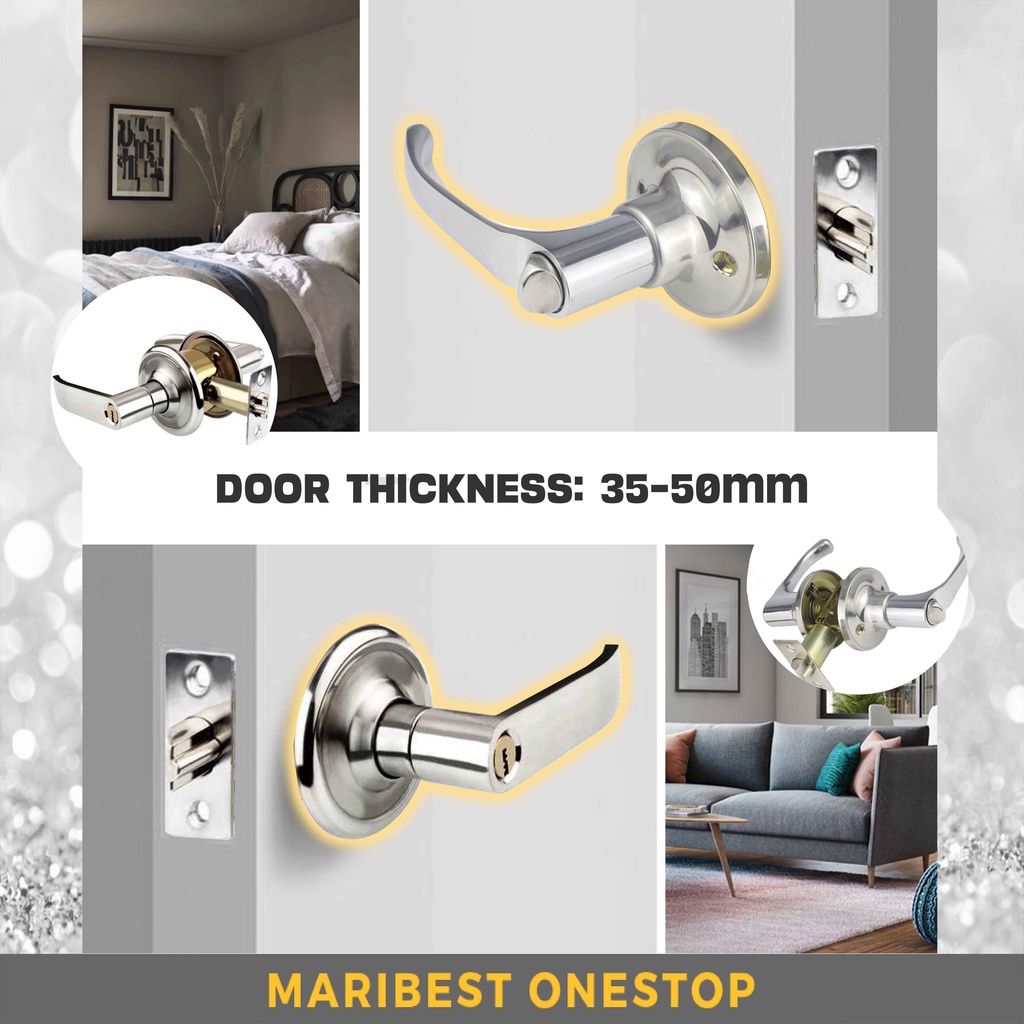 TUBULAR RIM LOCK DOOR HANDLES LOCK SET ENTRANCE INDOOR 3 KEYS BEDROOM