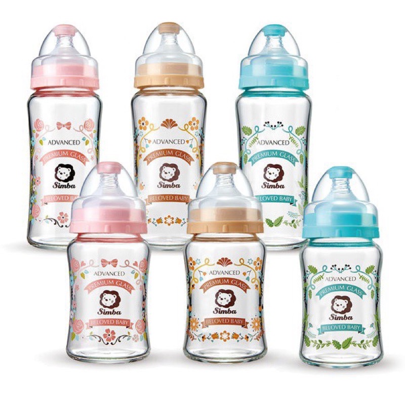 Simba Crystal Romance Wide Neck Glass Feeding Bottle (270ml 9oz / 180ml ...