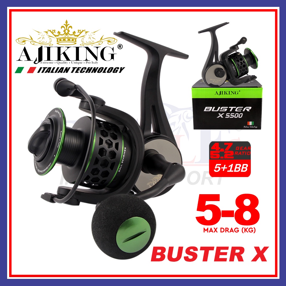 5Kg-8Kg Ajiking Buster X (5+1BB) Spinning Fishing Reel Freshwater Estuary  Lake Fishing