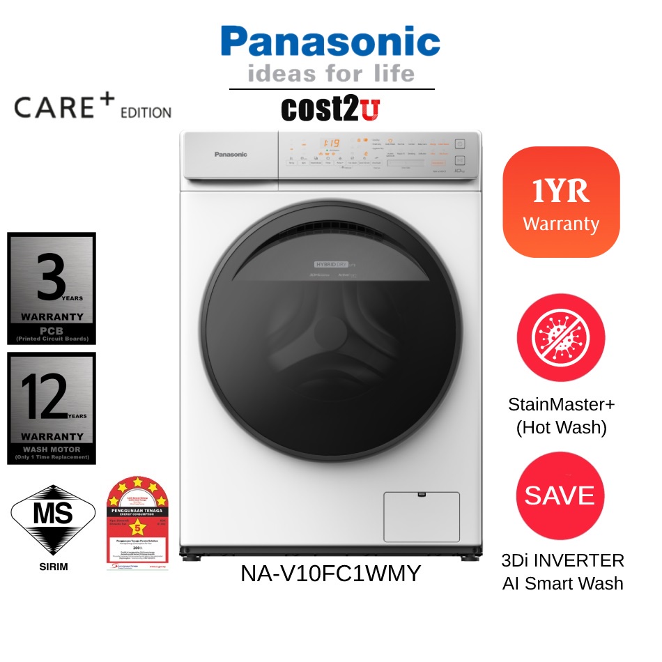 Panasonic 10KG CARE+ Edition AI Smart Washing Machine (Warm Air