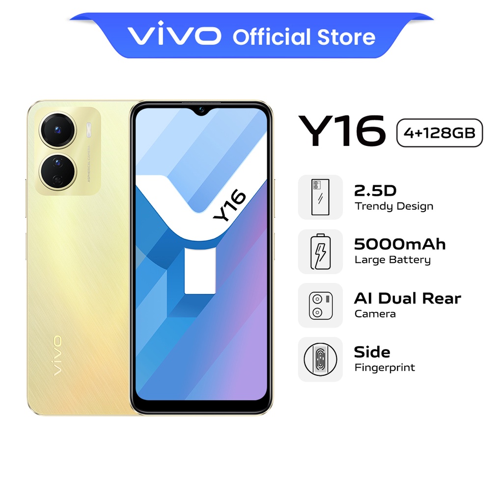 Vivo Y16 4+4GB EXTENDED RAM, 128GB ROM, 2.5D Trendy Design, 5000mAh ...