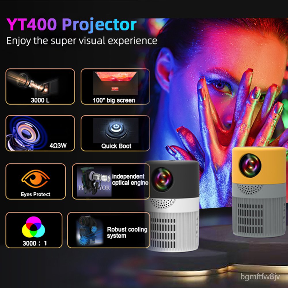 YT400 Mini 1080P Supported Projector Native 360P Portable LCD Video