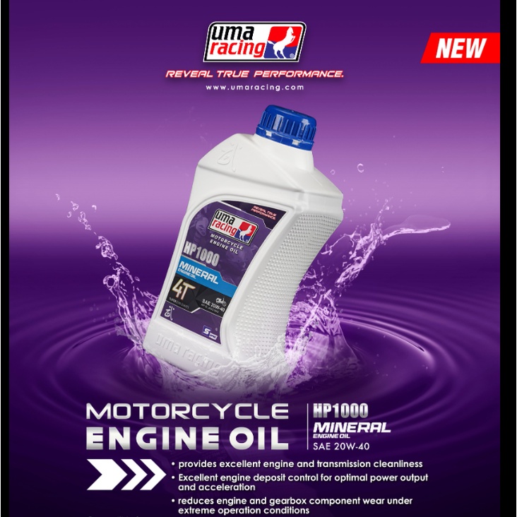 UMA RACING HP1000 4T OIL SAE 20W-40 ENGINE OIL (MINERAL ) 1 LITER ...