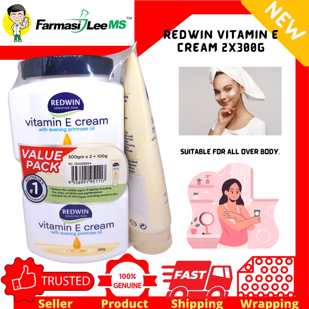 Redwin Vitamin E Cream 2x300g FOC 100g Redwin Sorbolene Moisturiser