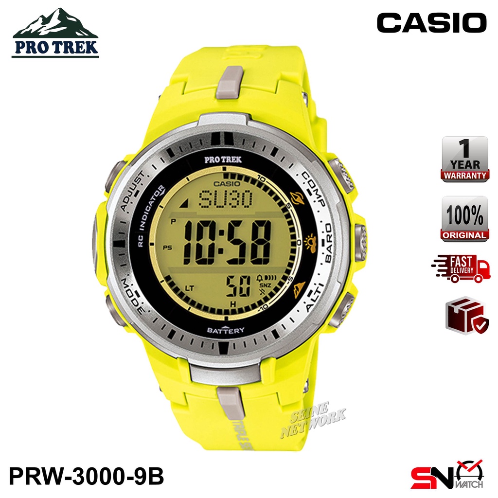 Casio Protrek PRW 3000 Triple Sensor Tough Solar MultiBand 6 Digital Resin Band Men Sports Watch Shopee Malaysia