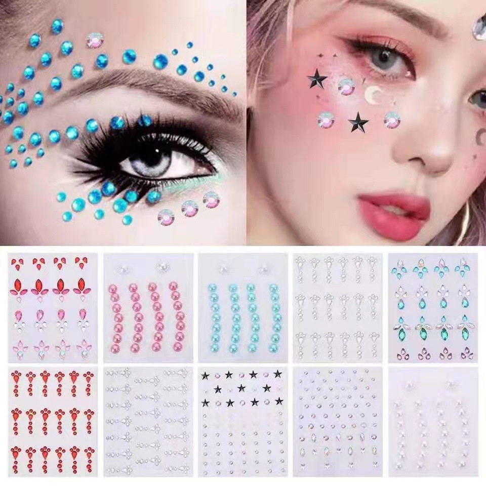 Disposable Tattoo Sticker Face Jewelry Diamond Makeup Art Eye Glitter ...