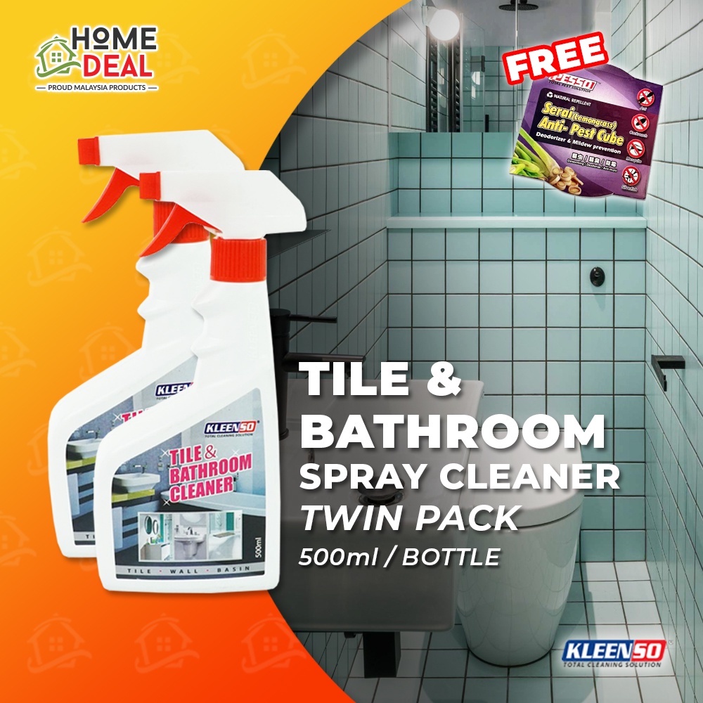 Kleenso Tile & Bathroom Spray Cleaner (500ml) [Twin Pack] Pencuci Bilik
