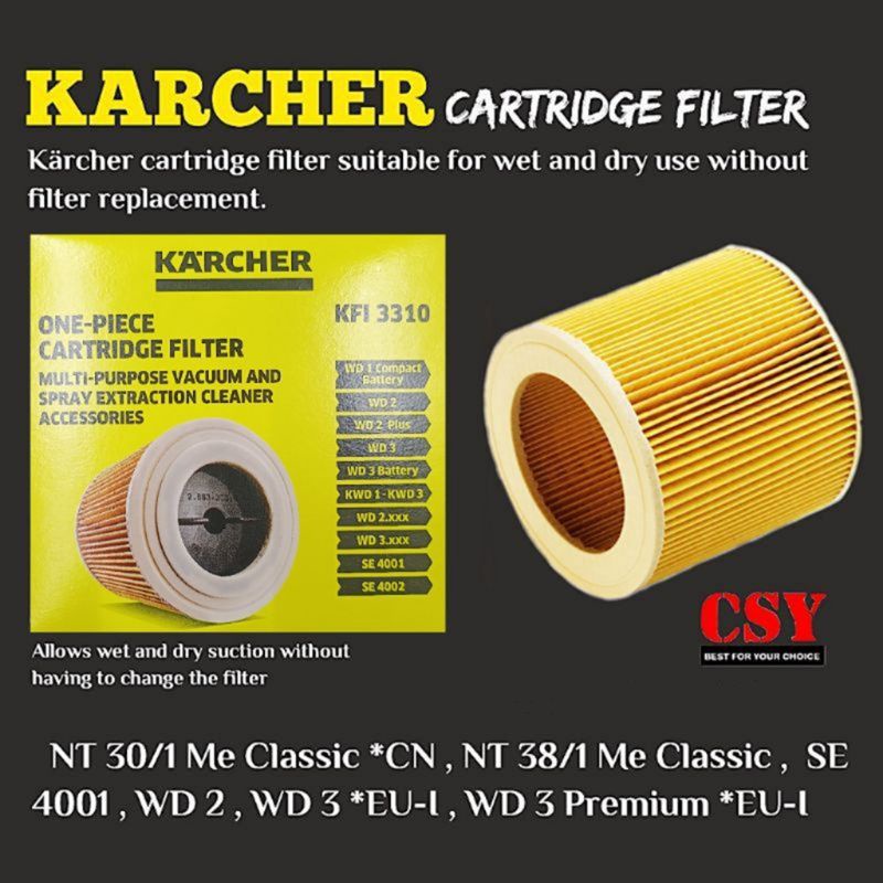 SPARES2GO 10 Sacchetti Carta + Deodoranti Per Aspirapolvere Karcher – NT27/1, NT30/1, NT48/1, NT65/2, NT72/2, AB27, K2001, K3011