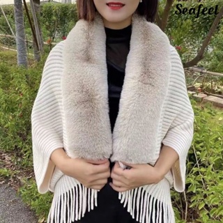 Women's Real Rabbit Fur Scarf Warm Knitted Scarves Collar Wrap Stole Neck  Warmer