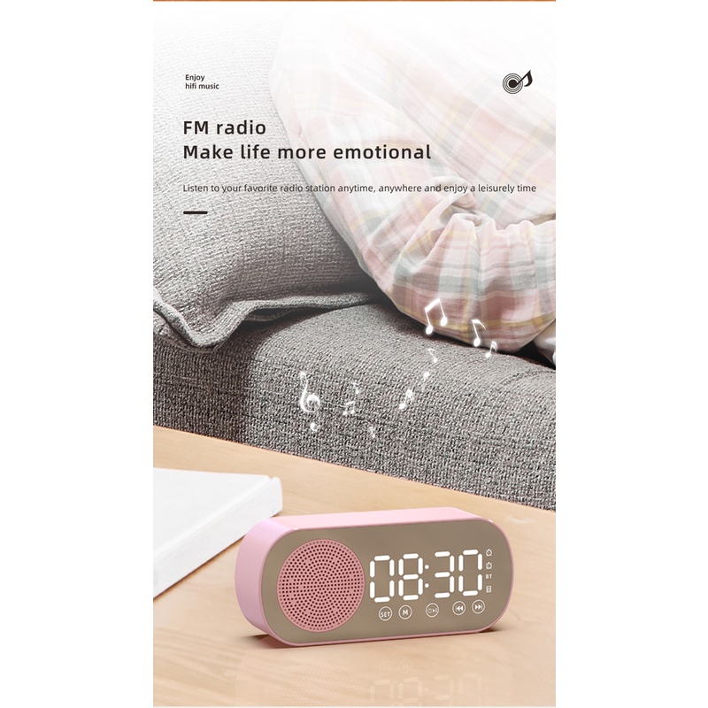 Twitch Z7 Bluetooth Speaker LED Digital Desktop Clock FM Radio Mirror
