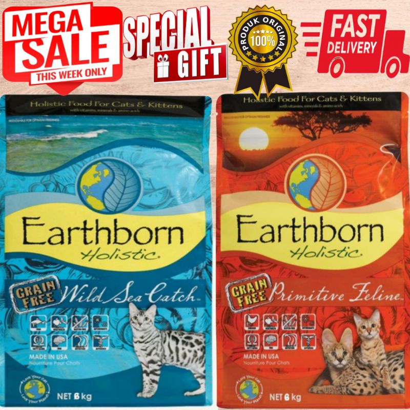 EARTHBORN, WILD SEA CATCH,PRIMITIVE FELINE 6KG [ORIGINAL BAG] Shopee