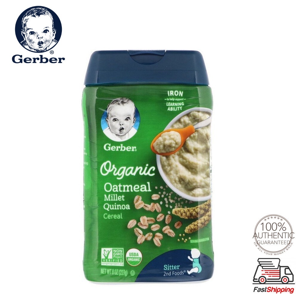 Gerber Organic Baby Oatmeal Millet Quinoa Cereal 2nd Foods Cereal 227g