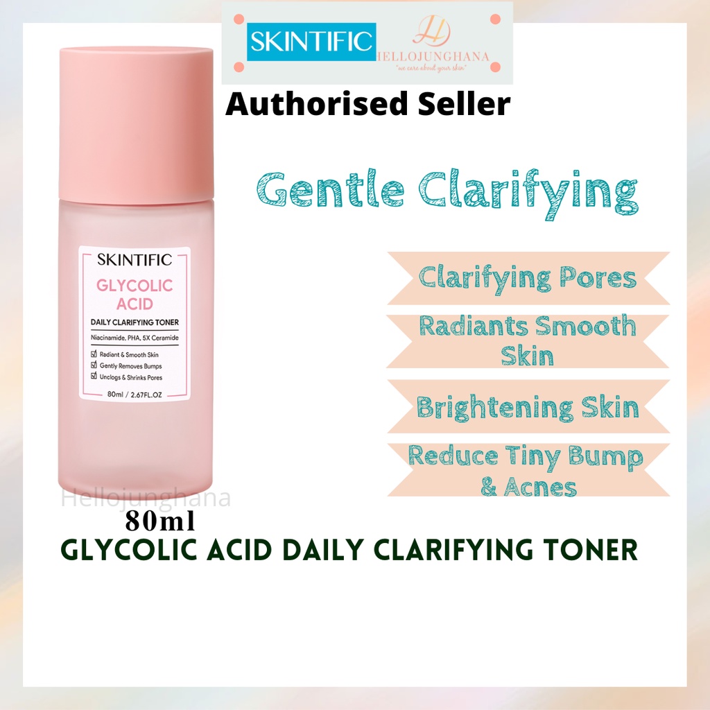 SKINTIFIC Glycolic Acid Daily Clarifying Toner 80ml Pores / Radiant