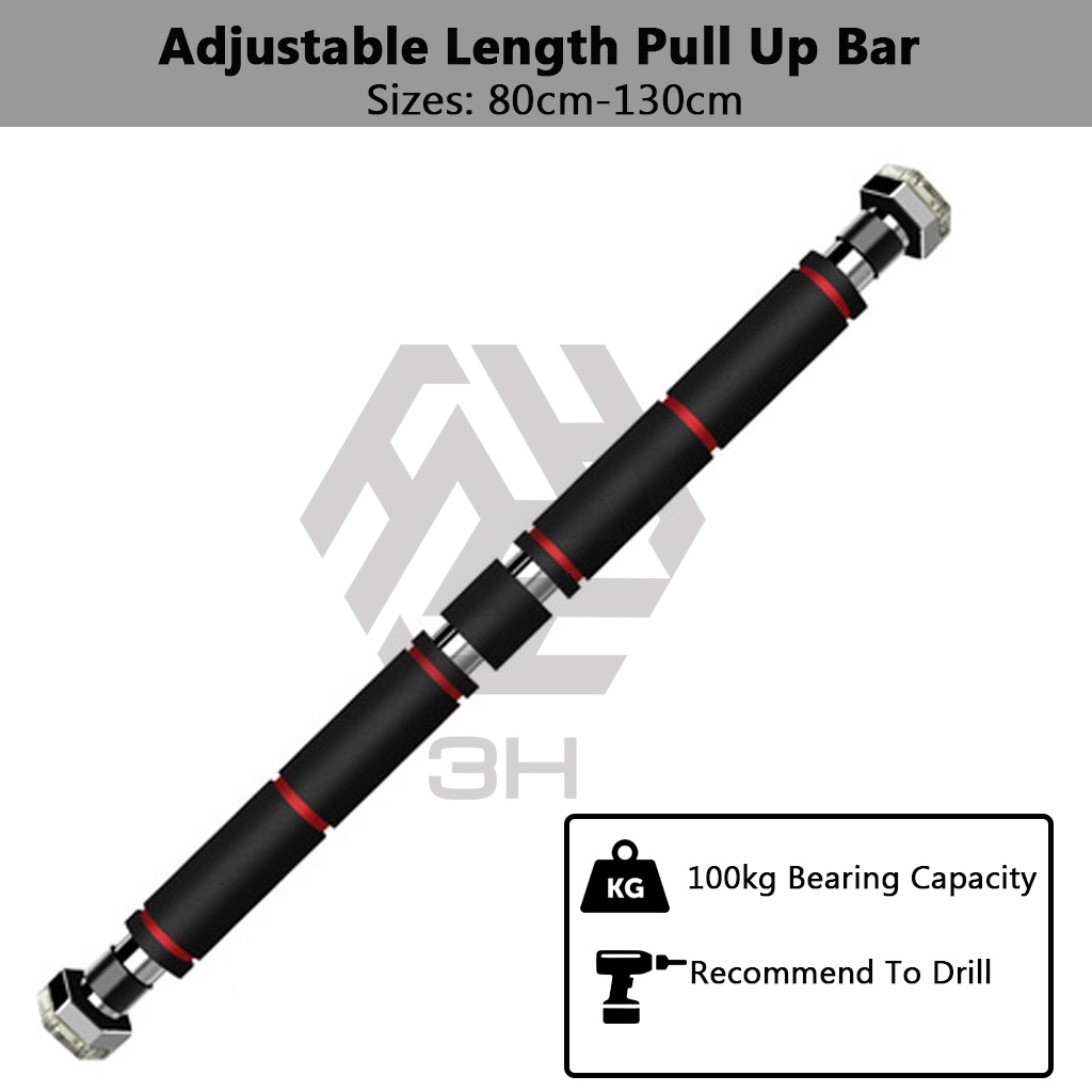 3H Adjustable Screwless Double Lock Wall Mounted Workout Fitness Pull Up Chin Up Bar C W Level Meter