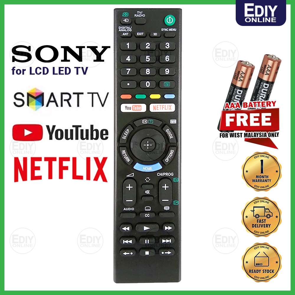 thumbnail image 2 of Replacement RMT-TX300E Remote Control For Sony TVs - Netflix/YouTube Buttons, New 2 of 4