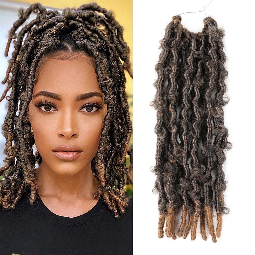 12 Inch Butterfly Locs Bob Distressed Locs Crochet Hair Pre Looped ...