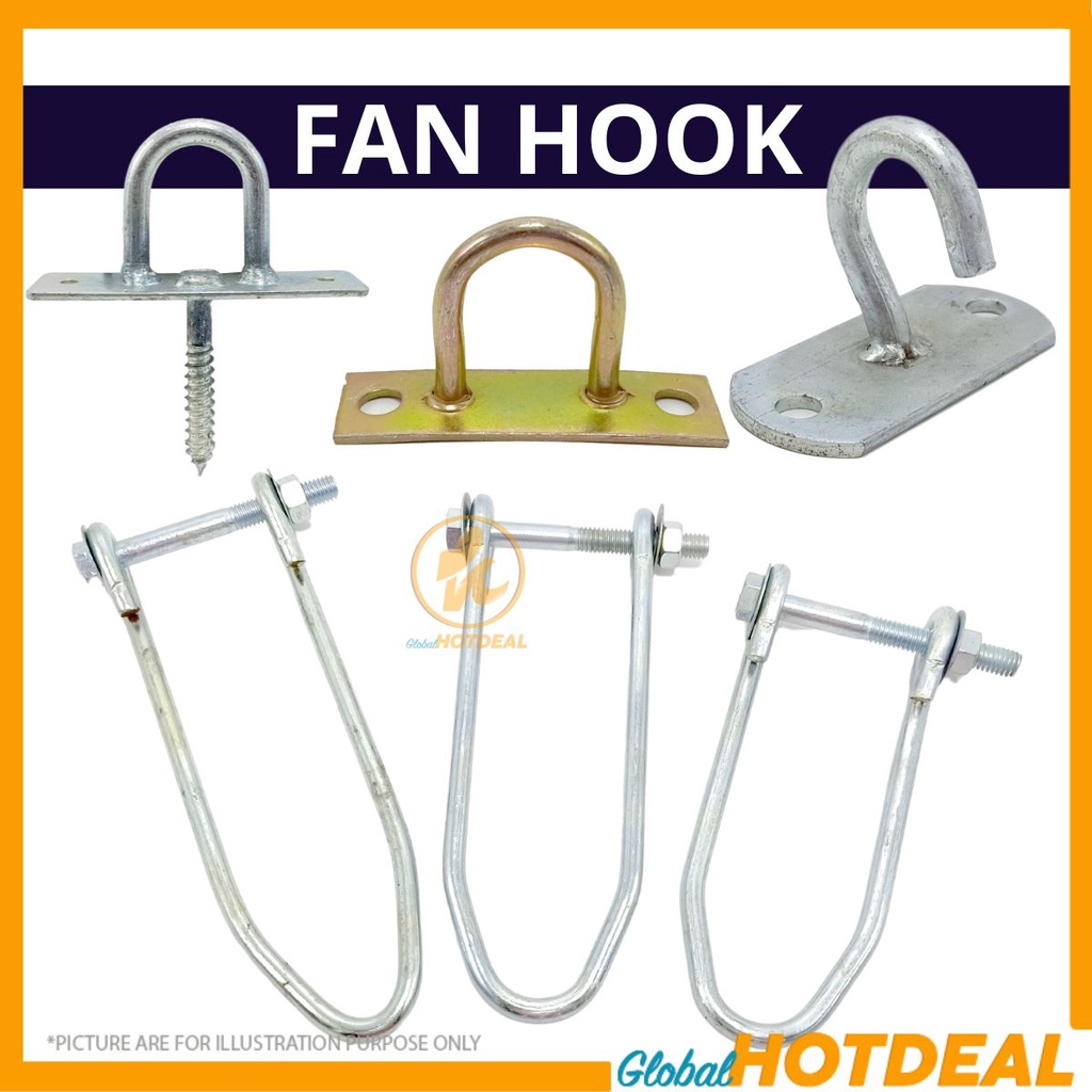 D Type J Type Fan Hook Kipas Ceiling Mount Siling Fan Bracket Penyangkut Kipas Hammock Anchor